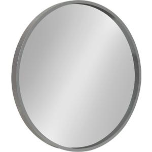 Kate and Laurel Travis Round Wood Wall Vanity Mirror, 22 Inch Diameter, Gray, Modern Circle Mirror for Use as Bathroom Mirror for Over Sink or Accent Entryway Mirror