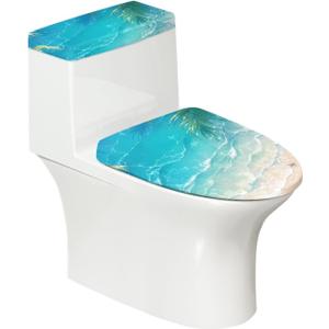 Stretch Toilet Lid Tank Lid Dust Cover Toilet Seat Cover Soft Washable, Beach Print Bathroom Toilet Decorative Accessories, Easy to Clean
