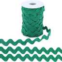 GORGECRAFT Rick Rack Trim 25 Yards 10mm Wide RIC Rac Ribbon Green Wave Bending Fringe Trim Zig Zag Lace Edging Braid Trimming Polyester Webbing Ribbons for DIY Sewing Crafts Gift Wrapping Bow Making