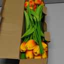 WeTop 30pcs Real Touch Tulips PU Artificial Flowers, Fake Tulips Flowers for Arrangement Wedding Party Easter Spring Fall Home Dining Room Office Decoration. (Orange, 14" Tall)