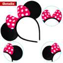 Mado 2 Pack Mouse Ears Headbands for Adults Women Little Girls Boys (Fuchsia Polka Dot, Onesize