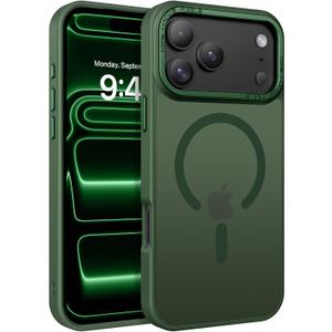 BENTOBEN Magnetic for iPhone 17 Pro Max Case 6.9" 2025, [Compatible with Magsafe] Slim Cute Matte Translucent Shockproof Drop Protective Bumper Women Men Phone Cover for iPhone 17 ProMax, Dark Green