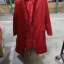 Women Crew Red Italian Melton Button Down Coat, Size M