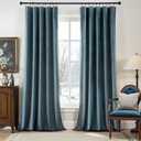 MIULEE Stone Blue Velvet Curtains 90 Inch Long Luxury Super Soft Thermal Insulated Blackout Curtains Room Darkening Drapes Rod Pocket Design for Bedroom Living Room Set of 2 Panels, W40 x L90 Inch