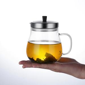Veitron 400ml (13.52 oz) Glass Teapot with Stainless Steel Strainer, Clear Teapot for Stovetop, Home, Office or Solo Tea Drinking