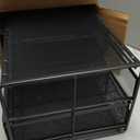 Amazon Basics Mesh Desk Organizer with Sliding Drawer, Double Tray and 5 Upright Sections, Black