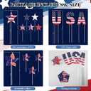 13Pcs 4th of July Outdoor Decoration Garden Stakes, 250th Patriotic Plastic USA Shape Yard Signs, Red White Blue Star Planter Stakes Pinwheels for Independence Day Memorial Day Anniversary, 5.2 W x 17.7 H