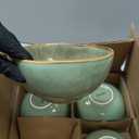 KINGSTONE Stoneware Dinnerware 4 Pieces, Reactive Glaze Bowls, Green