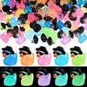 Barydat 200 Pcs Luminous Mini Resin Cowboy Ducks Bulk Glow in The Dark Miniature Western Resin Duckies Figurine with Cowboy Hat and Sunglasses Mini Figures to Hide for DIY Landscape Garden Dollhouse