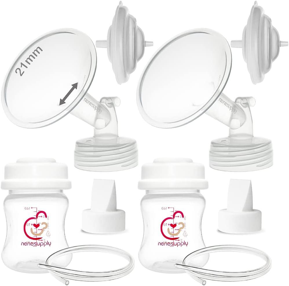 Nenesupply Pump Parts Compatible with Spectra S2 S1 9 Plus Breast Pump to Replace Spectra Pump Parts S2 Accessories Flange 21mm Duckbill Valve Tubing Bottles Backflow Protector