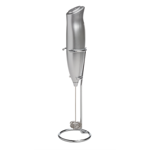 Milk Frother with Stand, Silver, Double Whisk Design for Lattes, Cappuccinos & More - Primula