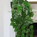 Large Fake Hanging Plants in Pot with Hook, 37" Artificial Hanging Monstera Leaves Vines Plants, Fake Potted Greenery Plant for Room Wall Living Room Bathroom Kitchen, Faux Ivy Houseplants for Shelf