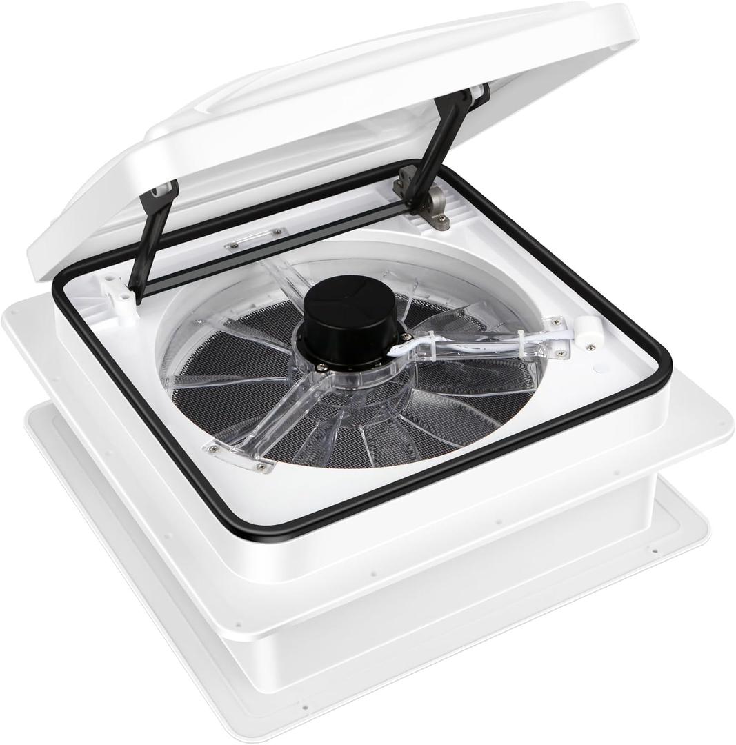 RV Roof Vent Fan 6-Speed-Reversible White