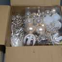 Ktinnead 94 Pcs Christmas Tree Decorations Set, Gold Shatterproof Christmas Tree Hanging Ball Ornaments with Glitter Poinsettia Flowers Decorations Berries Snowflakes for Xmas Party Holiday Wedding