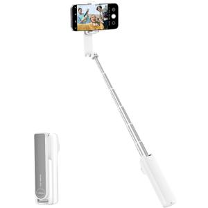 Selfie Stick with Wireless Remote Portable Selfie Stick for iPhone & Android, Lightweight Foldable Travel Phone Holder for Cell Phone, for Photograph, Video Recording, Streaming, White