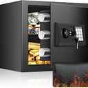 Home Safe Box, Safes with Fireproof Waterproof Bag, 9.84'' H Anti-Theft Digital Security Lock Box with Smart Alert System, Removable Shelf, Mute Function, Document Safes for Jewelry