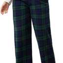 U2SKIIN Women Fleece Pajama Pants, Warm Plaid Lounge Pj Bottoms for Women with Pockets Soft (Small, Blue Green Plaid)