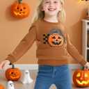 Girl Boy Pumpkin Ghost Pullover Long Sleeve Cute Spooky Tops Halloween Sweatshirt (Orange)