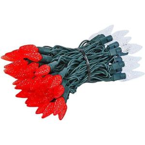 Novelty Lights Coaxial 4 Pack 24 feet 70 Red/Pure White C6 LED Christmas String, Commercial Grade Green Wire, Waterproof Connections, Modular Product Line, Connect 30 Sets