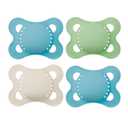 MAM Original Matte Baby Pacifiers 0-6 Months, Binky for Newborn Babies, BPA-Free Skin Soft Silicone Nipple, Easy to Clean, Developed with Medical Experts, 4 Count, Made in Europe (Powder Blue/ Linen/Dune)