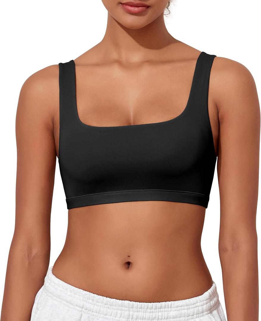 PrettyGuide Women's Wireless Bralette Smoothing No Padding Scoop Neck Bra Soft Comfortable Lounge Bra (Black, XL)