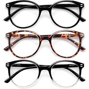 GIBLOGO +2.5 Reading Glasses for Women/Men Eye Glasses Blue Light Reading Glasses Cheaters Eyeglasses, Black + Leopard + Black/Clear