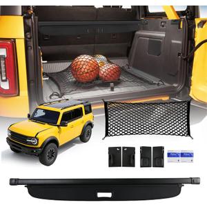 Cargo Cover for Ford Bronco - Retractable Cargo Cover Fit for Ford Bronco 2025-2021 4-Door Trunk Cover for Bronco Accessories with Cargo Net (Not Fit for Bronco Sport or Bronco 2-Door)