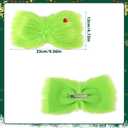 2pcs Christmas Hair Bows for Girls, Large Green Furry Hair Bows with Red Heart Cute Christmas Clips Costume Gifts Accessories for Girls Women Holiday Party