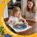 SNEILJOY Kids Fabric Art Kit with 2 Pillowcases (Dinosaur & Mermaid) & 8 Non-Fading Markers, 15.5x15.5 in, Birthday Gifts for 6 Year Old Boys and Girls