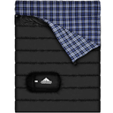 AGEMORE Cotton Flannel Double Sleeping Bag for Camping, Backpacking Or Hiking. Queen Size 2 Person Waterproof Sleeping Bag for Adults Or Teens. Lightweight with Compression Sack