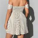 Floerns Women's Plus Size Polka Dots Off The Shoulder Dress Button Pleated A Line Party Dresses, XXL