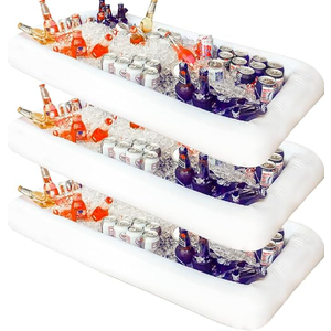Novelty Place Inflatable Ice Serving Buffet Bar with Drain Plug - Salad Food Drinks Tray for Party Picnic Camping (Pack of 3)