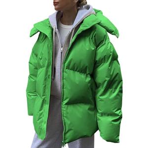 Women Long Puffer Coat Winter Thicken Classic Full Zipper Oversized Removable Hood Jacket Fashion Solid Color Thermal Outwear
 XS