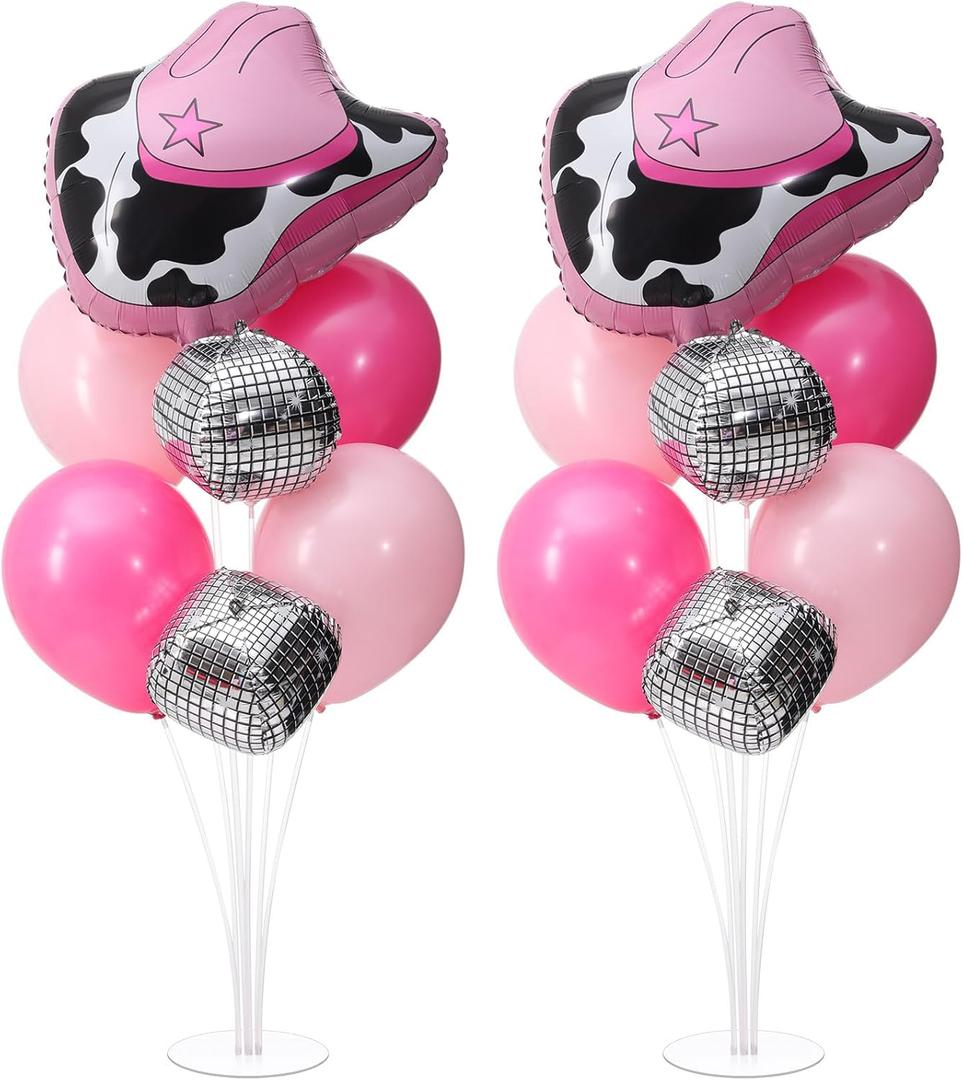WinnerWhy 2 Set Cowgirl Party Decorations Disco Ball Balloon Disco Cowgirl Party Decorations for Birthday Pink Baby Shower Supplies (Disco Ball)