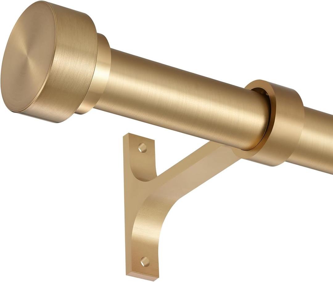 Short curtain rod 12-20 Inch Telescoping Side Curtain Rods, 1Inch Pole Adjustable Metal Drapery Rod, Warm Gold