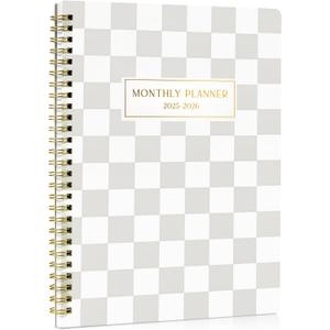 Beautiful Checkered 2025-2026 Monthly Planner and Calendar Book - To Do List Notebook That Easily Organizes Your Tasks to Boost Productivity - Runs From January 2025 Until December 2026 (Beige)