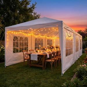 HOTEEL 10x30 Party Tent, 300 Sq Ft Outdoor Canopy with 8 Removable Sidewalls, 2 Zipper Doors, 16 Ropes and 36 Stakes, Carpas para Fiestas for Wedding BBQ Backyard Event Baby Shower, White
