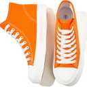 Uoidru High Top Sneakers for Women Canvas Shoes White Canvas High Tops Women Casual Shoes Lace Up Fashion Sneakers, Orange, Size 11