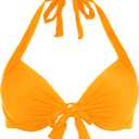 Ocean Blues Women's Push Up Bikini Top Halter Swimsuit Top (Orange, L)
