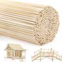 Cididu 300 Pcs Wooden Dowel Rods, 1/4 x 14 Inch Round Wooden Sticks Craft Sticks, Unfinished Natural Bamboo Sticks for Christmas Gift, Thanksgiving, Crafts Arts and DIYers