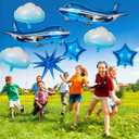 10 Pcs Large Airplane Party Balloons Set, Airplane Themed Foil Mylar Balloons for Baby Shower Toys Themed Party Birthday Decoration Supplies(Blue)