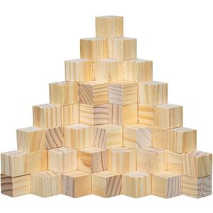 100 Pack Small Wood Cubes 1 Inch - Bulk Unfinished Wooden Squares for Mosaics, Architectural Modeling, Puzzle Making & Rustic Home Decor Projects