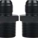 8AN Male Flare to 3/4 NPT Pipe Fitting Adapter Aluminum Straight Fuel Line Hose Adapter Black Anodized Fuel System Fittings 2PCS