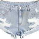 Floerns Women's Low Waisted Ripped Mini Jean Shorts Roll Hem Distressed Y2k Denim Shorts (26)