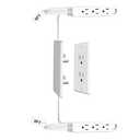 CABOCASA Dual 6FT Ultra-Thin Outlet Concealer, Universal Size Outlet Cover 6FT Twin Extension Cord with 3 Outlets Each Side, Ideal for Home Appliances on Opposite Sides of a Wall Outlet
