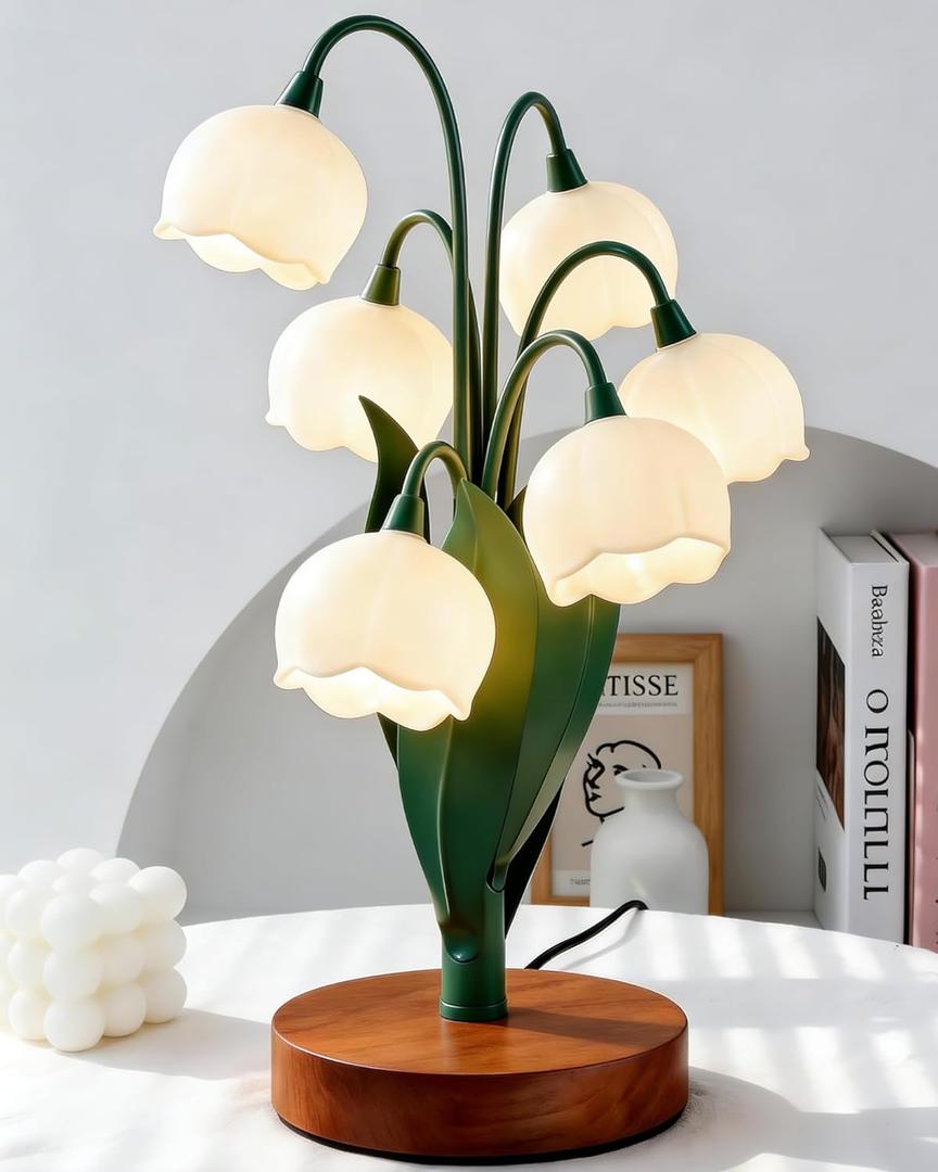 Flower Table Lamp, Vintage Lily Desk Lamp with 3 Color Modes, Cute Cottagecore Night Light for Bedroom, Bedside Table, Dorm, Aesthetic Home Decor, Mothers Day Gift for Mom, Birthday Gift for Women
