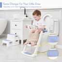 Forbena Blue Toddler Boys Toilet Potty Training Seat with Step Stool Ladder, Baby Child Kids Adjustable Height Sturdy Potty Seat with Soft Cushion and Comfortable Handles (White and Blue)