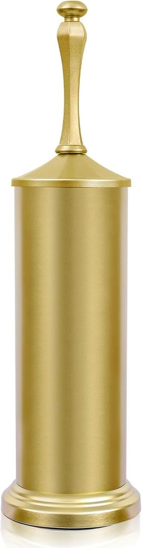 Gold Toilet Brush and HolderExtra Long Handled Toilet Brush for BathroomStainless Steel Heavy Duty Toilet Bowl Brush,Deep Cleaning Modern Toilet Cleaner Brush -Space Saving, Covered Brush, Durable