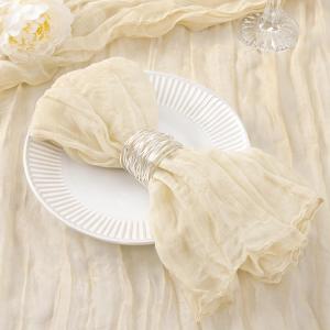 DeZerlor 20 Pack Beige Cheesecloth Napkins Summer Cloth Napkins Set of 20 Dinner Napkins Bulk 21x21 Inches for Wedding Bridal Shower Baby Shower Parties