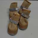 QUMY 4PCS Dog Shoes for Small Dogs, Hot Pavement Summer Puppy Dog Boots & Paw Protectors with Soft Anti-Slip Rubber Sole, Mesh Breathable Dog Booties for Hardfloors, Walking Running Khaki Size 5